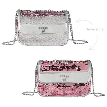 Girls Silver & Pink Sequins Bag 