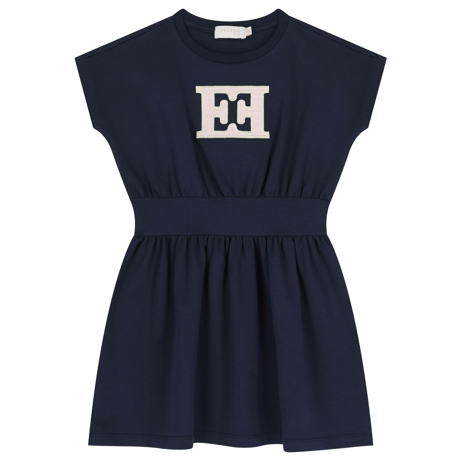 Girls Navy Blue Logo Dress, 2, hi-res