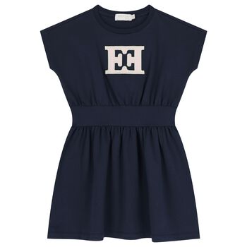Girls Navy Blue Logo Dress