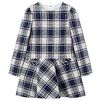 Girls Grey & Blue Check Dress