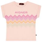 Girls Pink Zigzag Logo T-Shirt, 2, hi-res