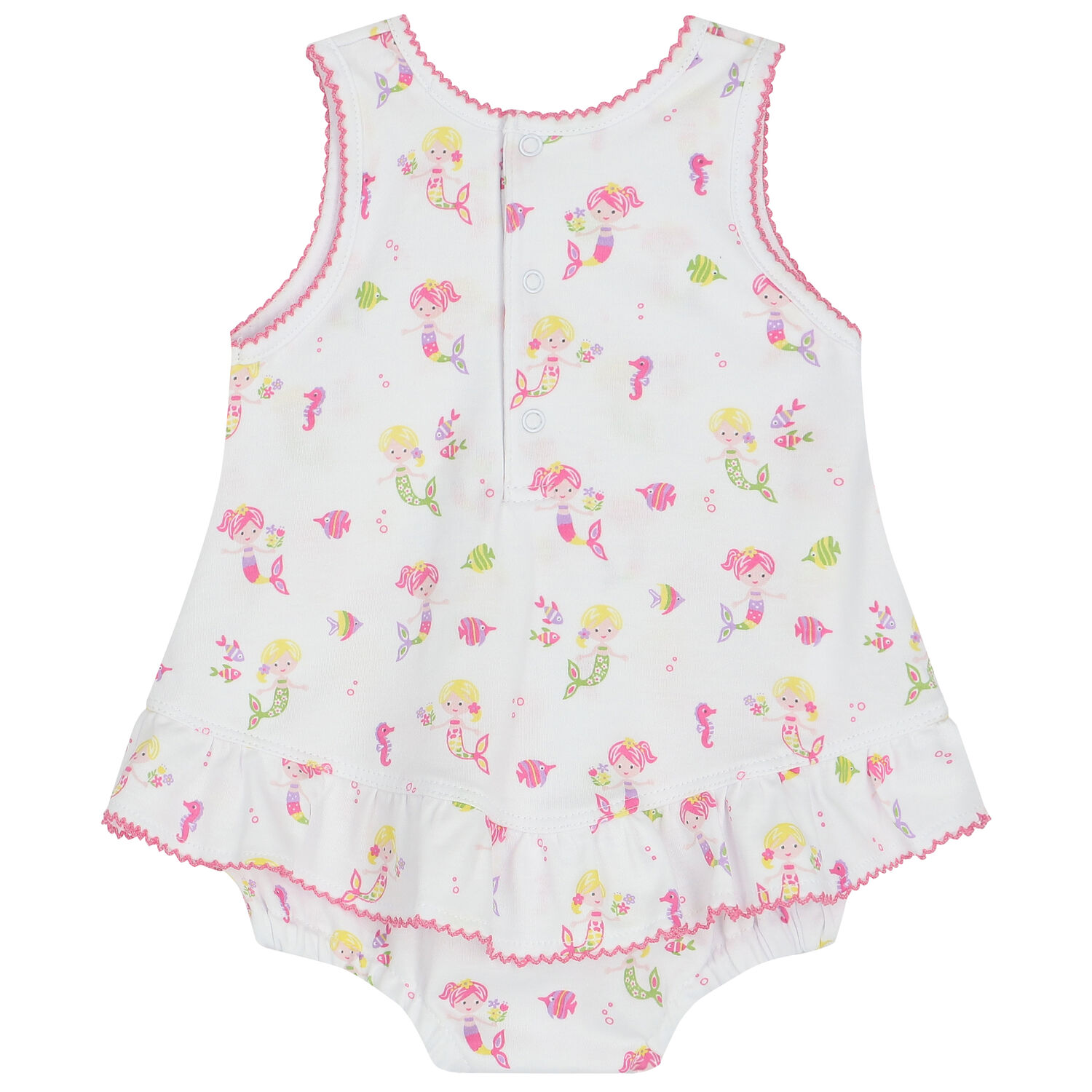 Baby Girls White Mermaids Bodysuit, 1, hi-res