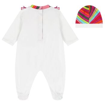 Baby Girls White & Pink Iride Babygrow Gift Set