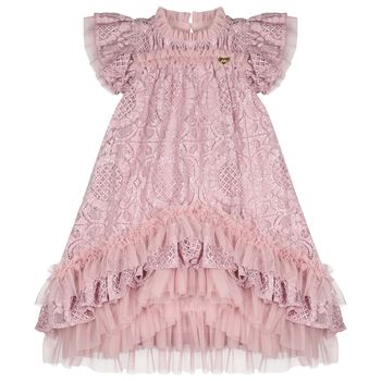Girls Pink Lace Sequin Christina Dress