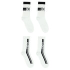Boys White & Black Logo Socks ( 2-Pack ), 1, hi-res