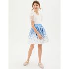 Girls White & Blue Butterfly Skirt Set, 1, hi-res
