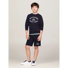 Boys Navy Blue Logo Shorts, 1, hi-res