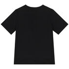 Boys Black Logo Cotton T-Shirt, 3, hi-res