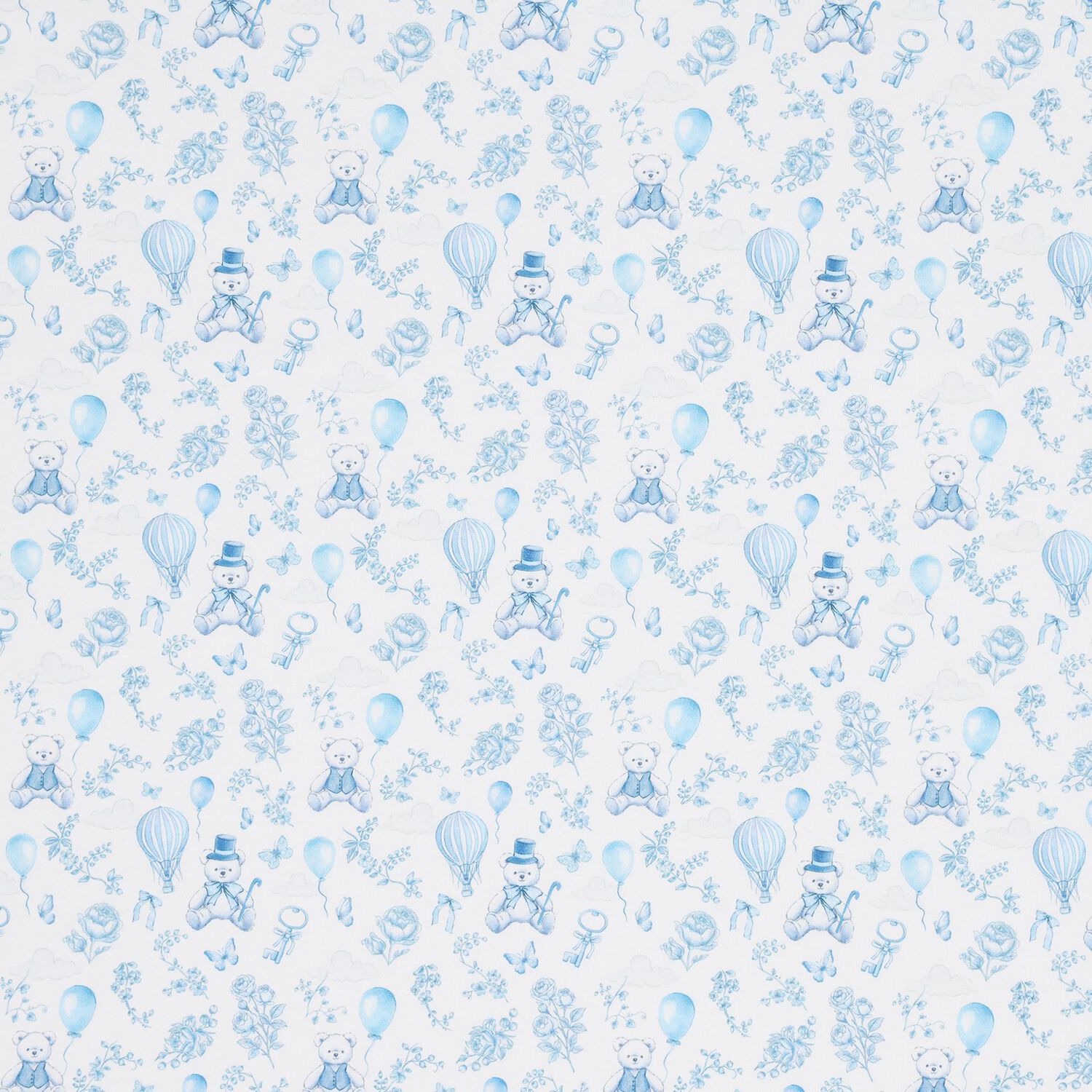 Boys White & Blue Toile de Jouy Babygrow Set, 1, hi-res image number null