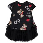 Girls Black Teddy Bear Dress, 1, hi-res
