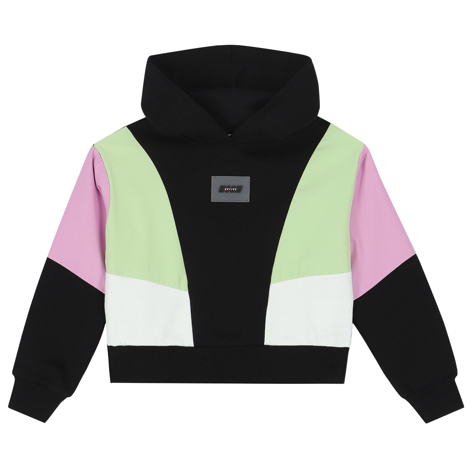 Girls Black Logo Hooded Top, 1, hi-res image number null