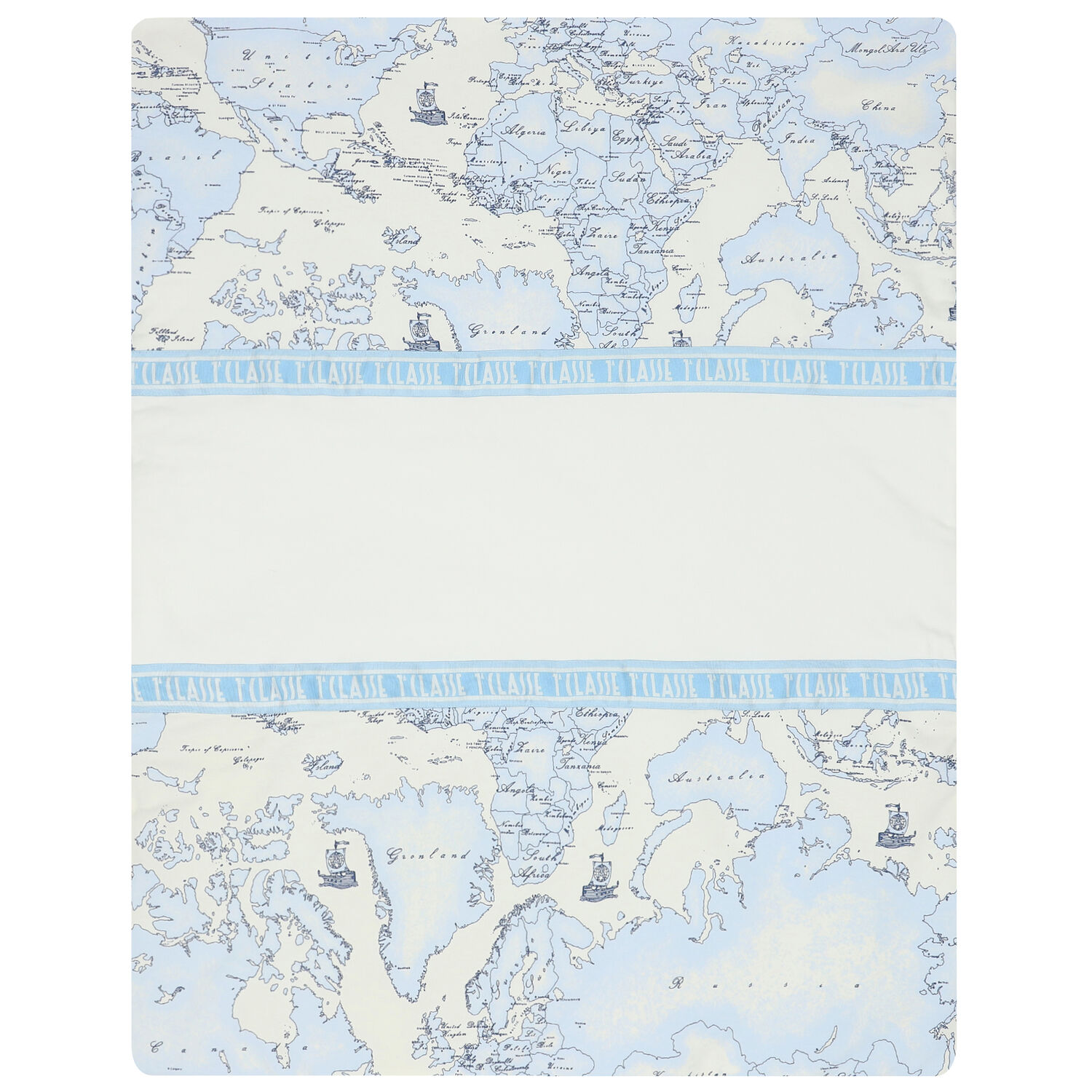 Ivory & Blue Geo Map Baby Blanket, 2, hi-res