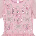 Girls Pink Embellished Crystal Tulle Dress, 1, hi-res