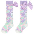 Girls Aqua & Purple Abstract Socks, 1, hi-res