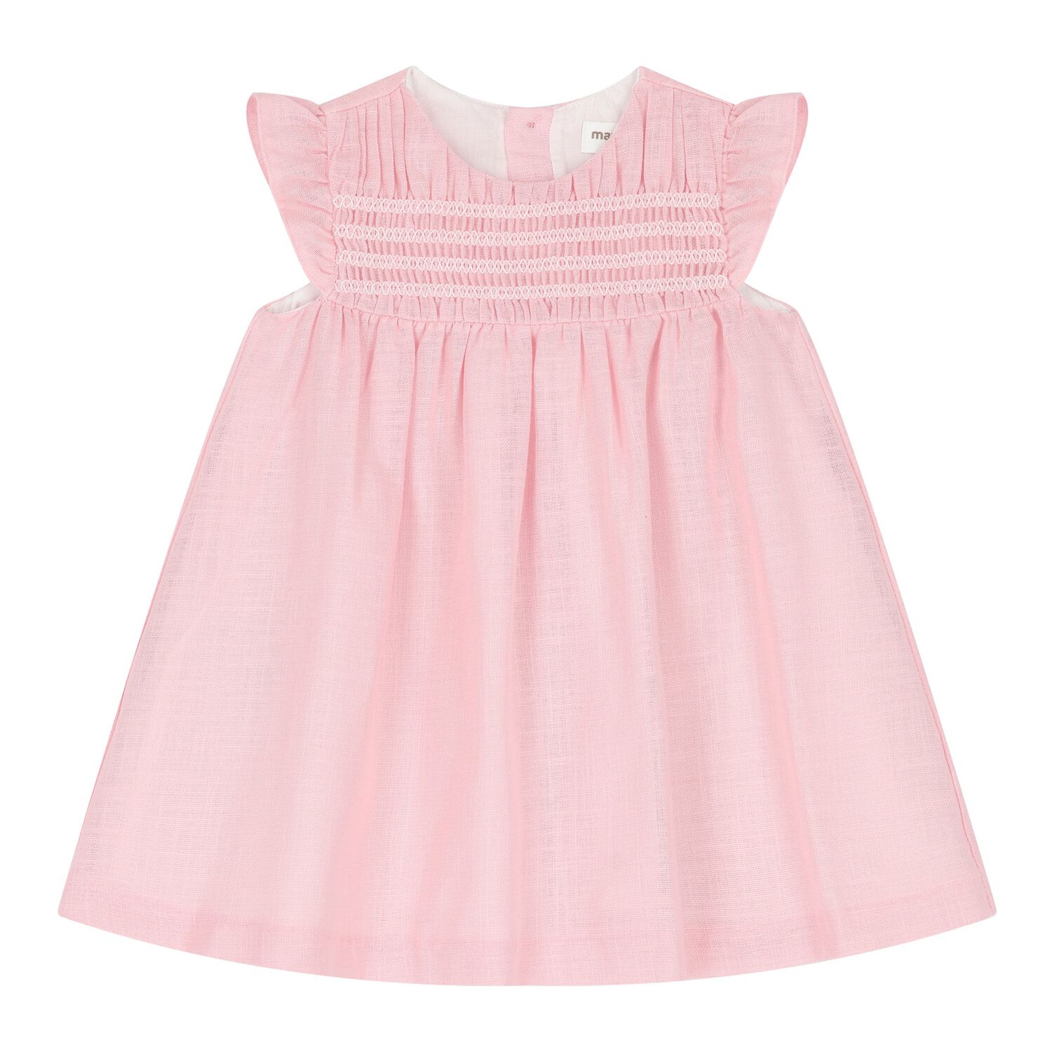 Baby Girls Pink Shirred Dress, 1, hi-res