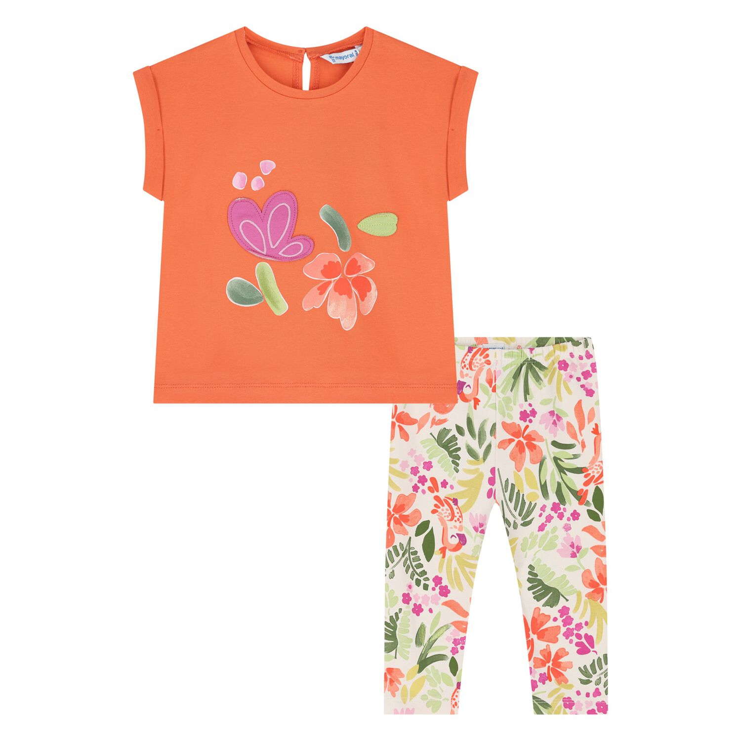 Younger Girls Orange & Ivory Leggings set, 1, hi-res