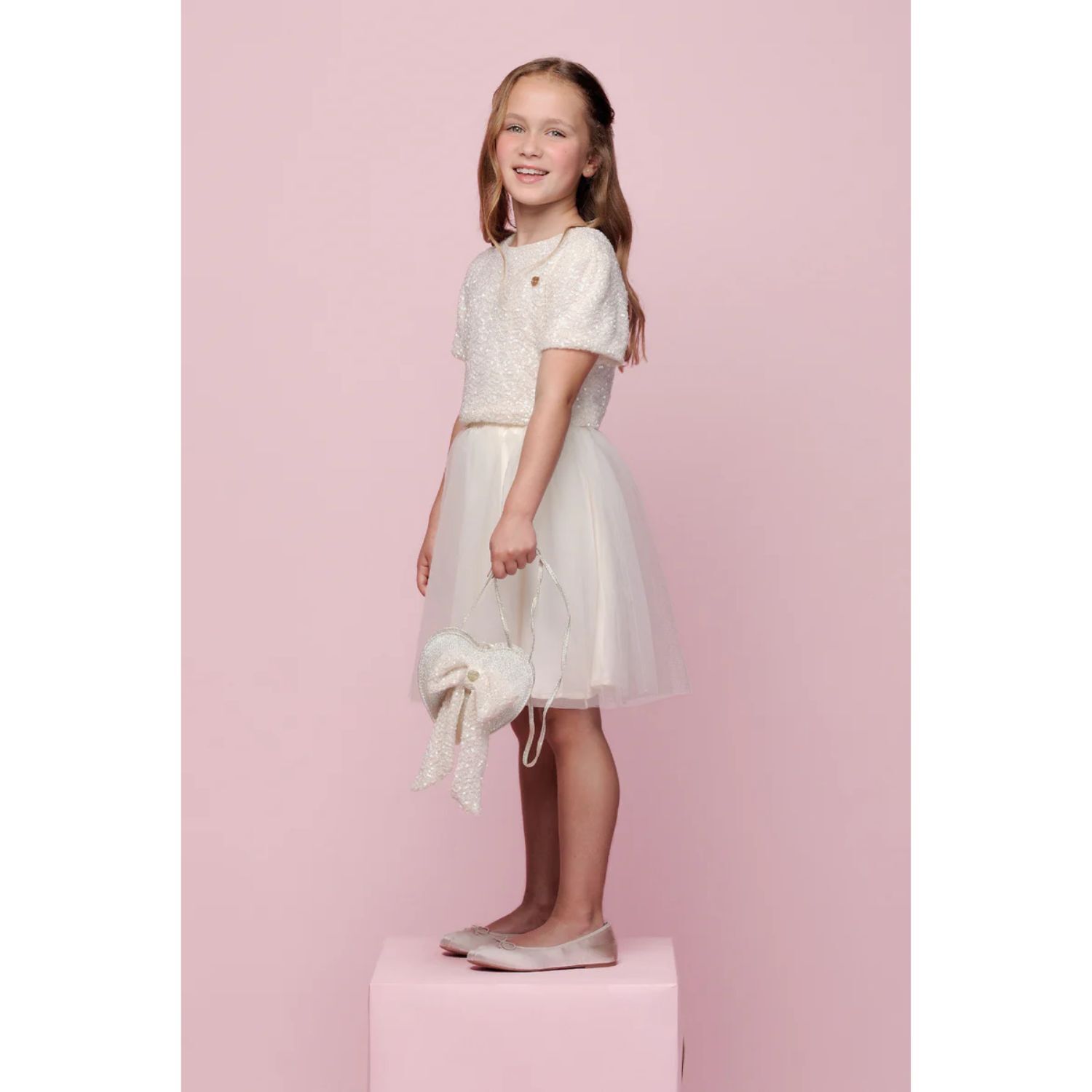 Girls Gold Logo Heart Bag, , hi-res image number null