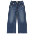 Girls Blue Logo Denim Jeans, 1, hi-res