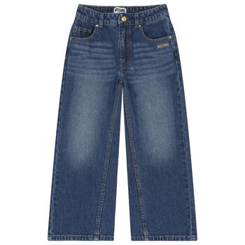 Girls Blue Logo Denim Jeans