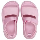 Girls Pink Chunky Logo Sandals , 2, hi-res