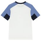 Boys White & Navy Blue Logo Shorts Set, 1, hi-res