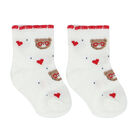 Baby Girls White & Red Teddy Socks ( 4-Pack ), 1, hi-res