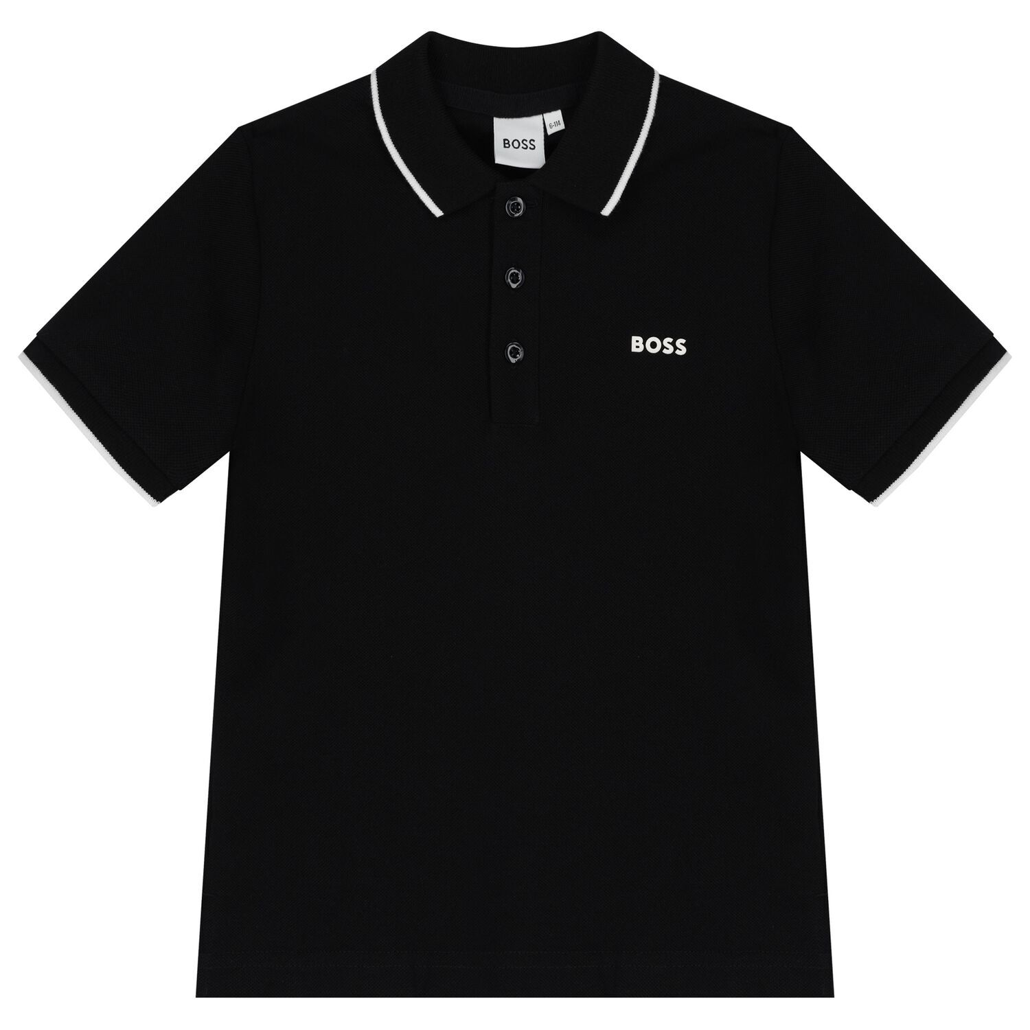 BOSS Boys Black Logo Polo Shirt Junior Couture UK