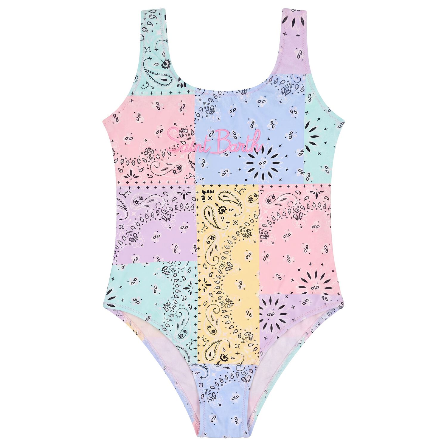 Girls Multi-Coloured Paisley Swimsuit, 1, hi-res