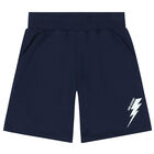 Boys Navy Thunderbolt Logo Shorts, 1, hi-res