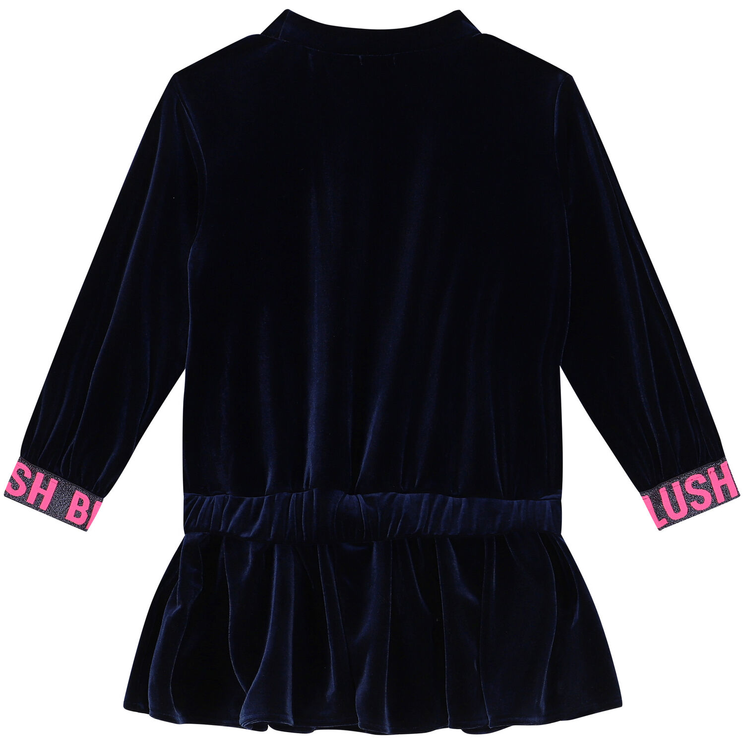 Girls Navy Blue Sequin Velour Dress, 1, hi-res