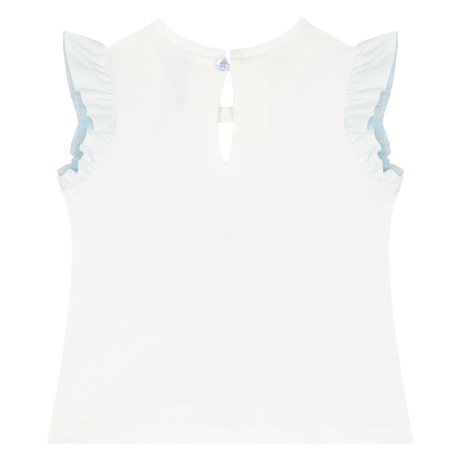 Younger Girls White & Blue Tulle Skirt Set, 2, hi-res