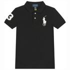 Boys Black Logo Polo Shirt, 1, hi-res