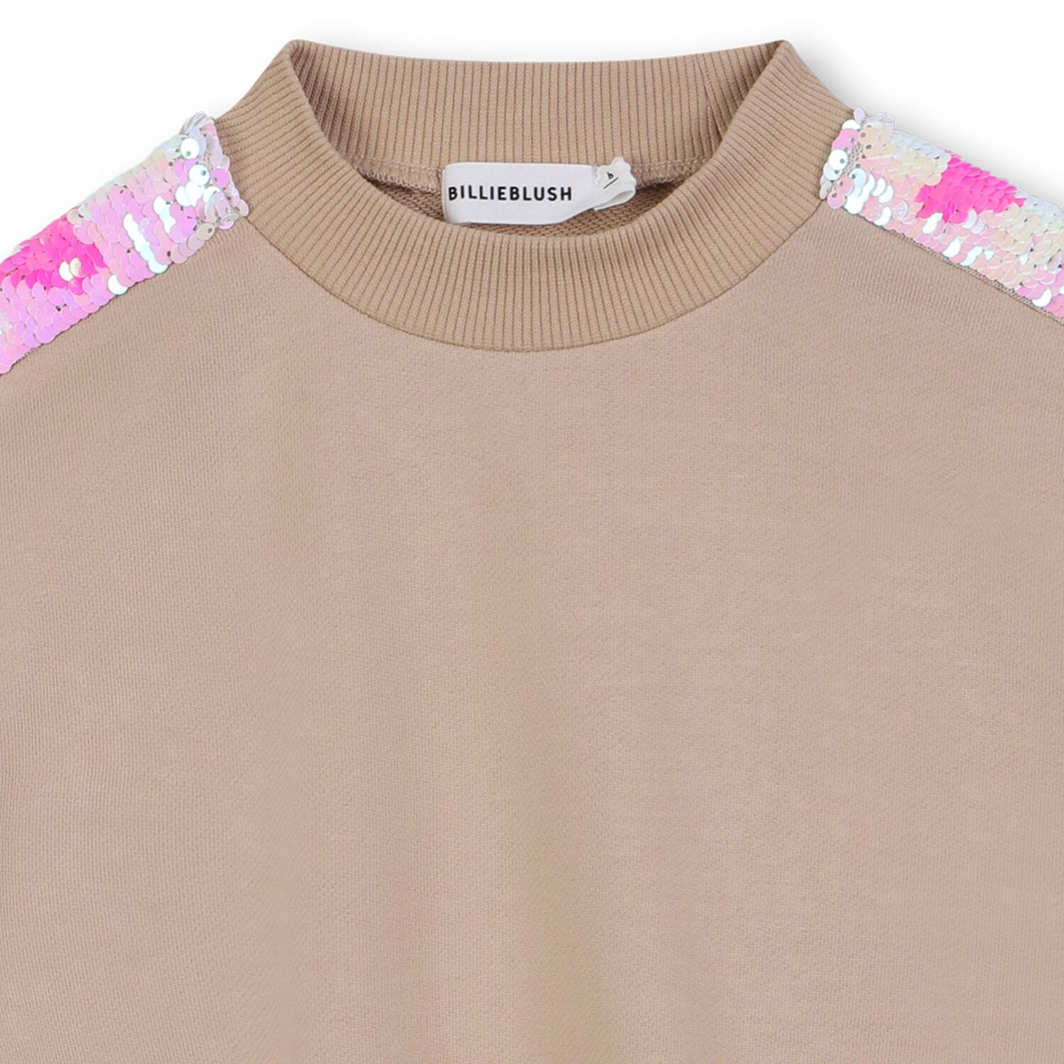 Girls Beige Sequin Sweatshirt, 1, hi-res