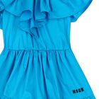 Girls Blue Ruffle Logo Dress, 1, hi-res