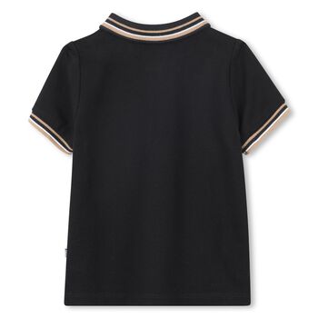 Younger Boys Black Logo Polo Shirt