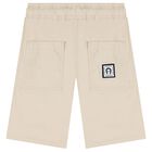 Boys Beige Logo Shorts, 2, hi-res