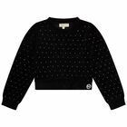 Girls Black Logo Embellished Sweatshirt, 1, hi-res