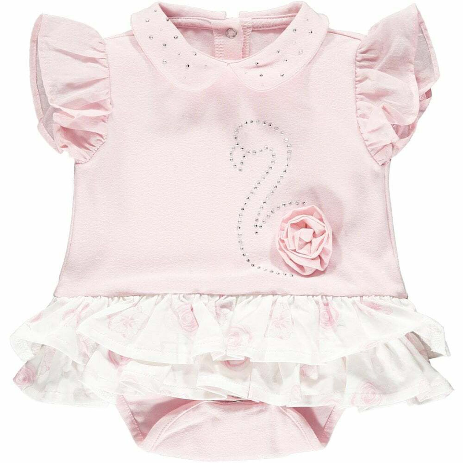 Baby Girls Pink Embellished Bodysuit, 1, hi-res
