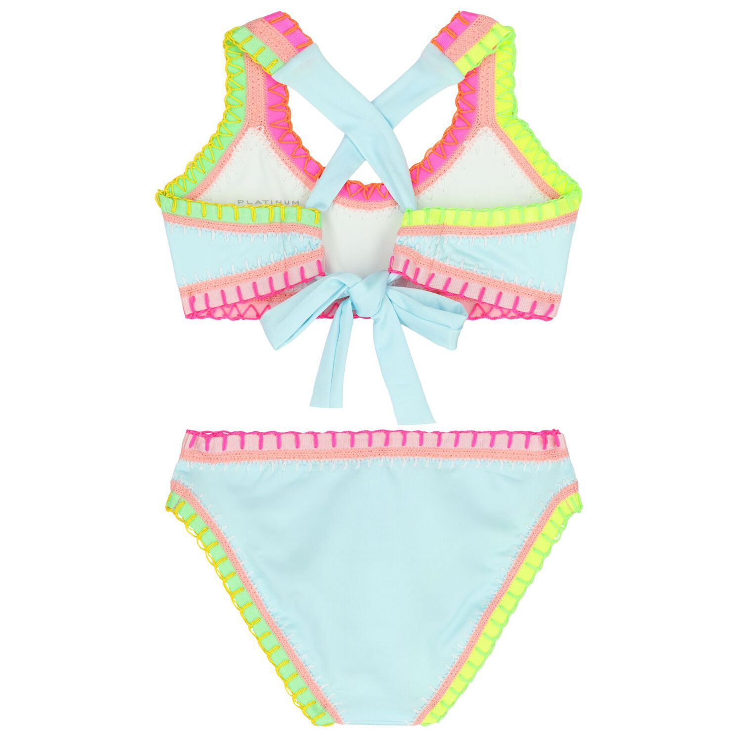 Girls Light Blue Embroidered Bikini, 1, hi-res