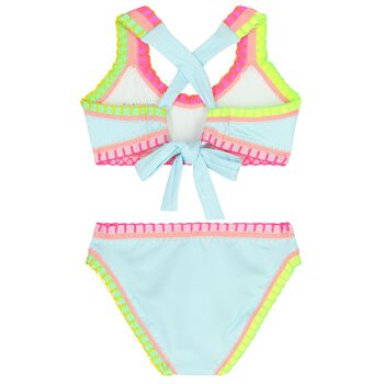Girls Light Blue Embroidered Bikini