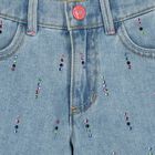 Girls Denim Blue Rhinestones Shorts, 1, hi-res