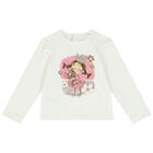 Younger Girls Ivory Long Sleeve Top, 2, hi-res