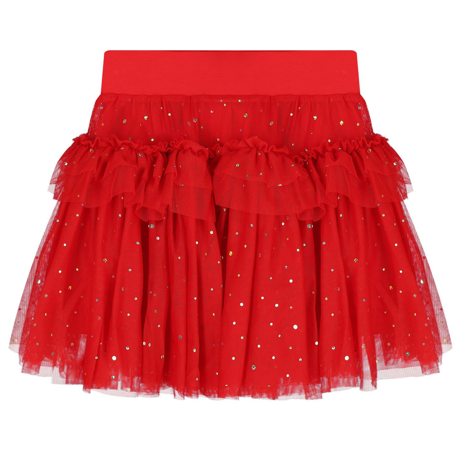 Girls Red Embellished Tulle Skirt, 2, hi-res