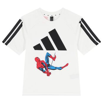 Boys White Marvel Logo T-Shirt
