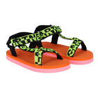 Girls Pink & Orange Logo Sandals, 1, hi-res