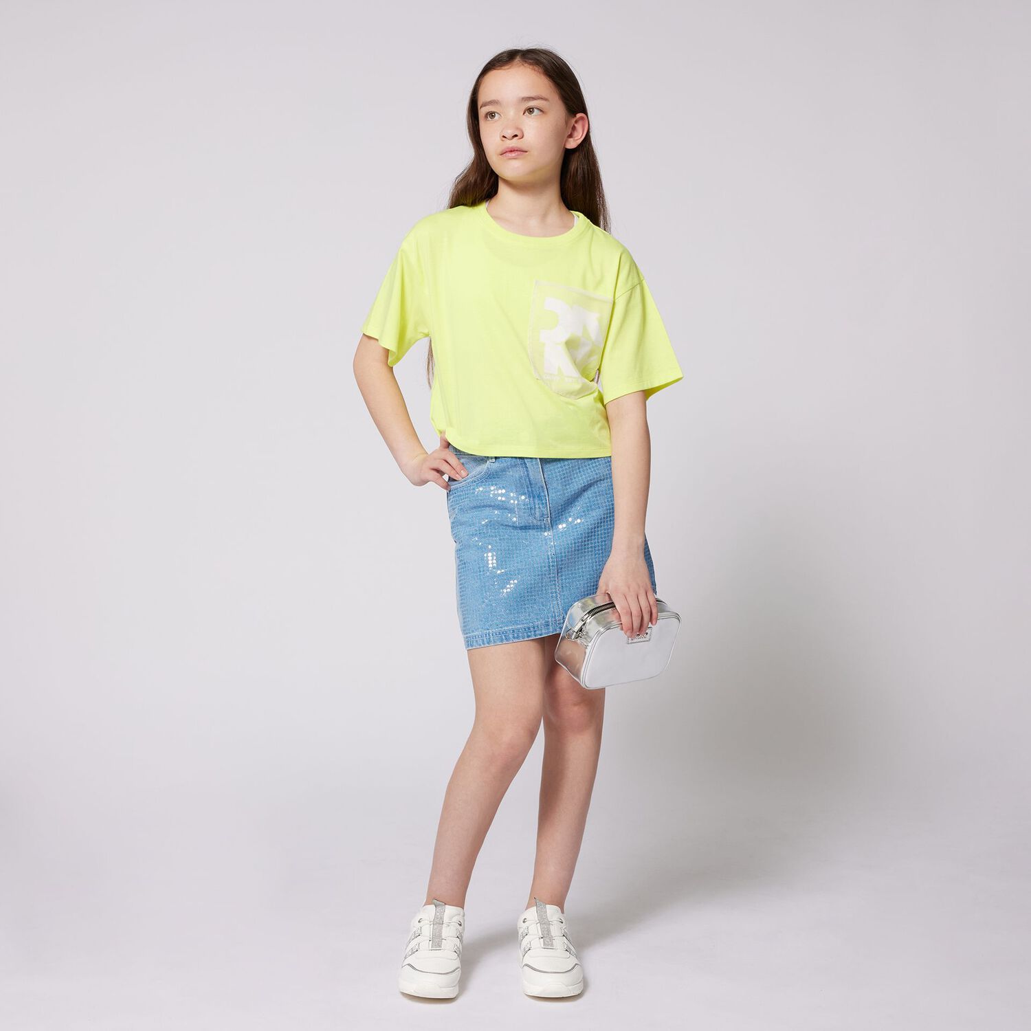 Girls Blue Denim Skirt, 1, hi-res