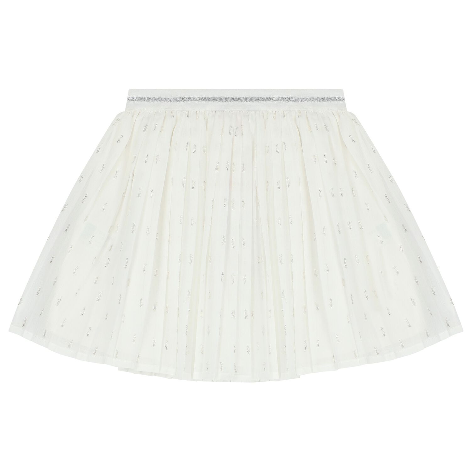 Girls Ivory Pleated Skirt, 1, hi-res