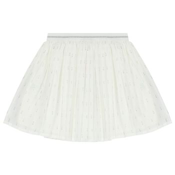 Girls Ivory Pleated Skirt