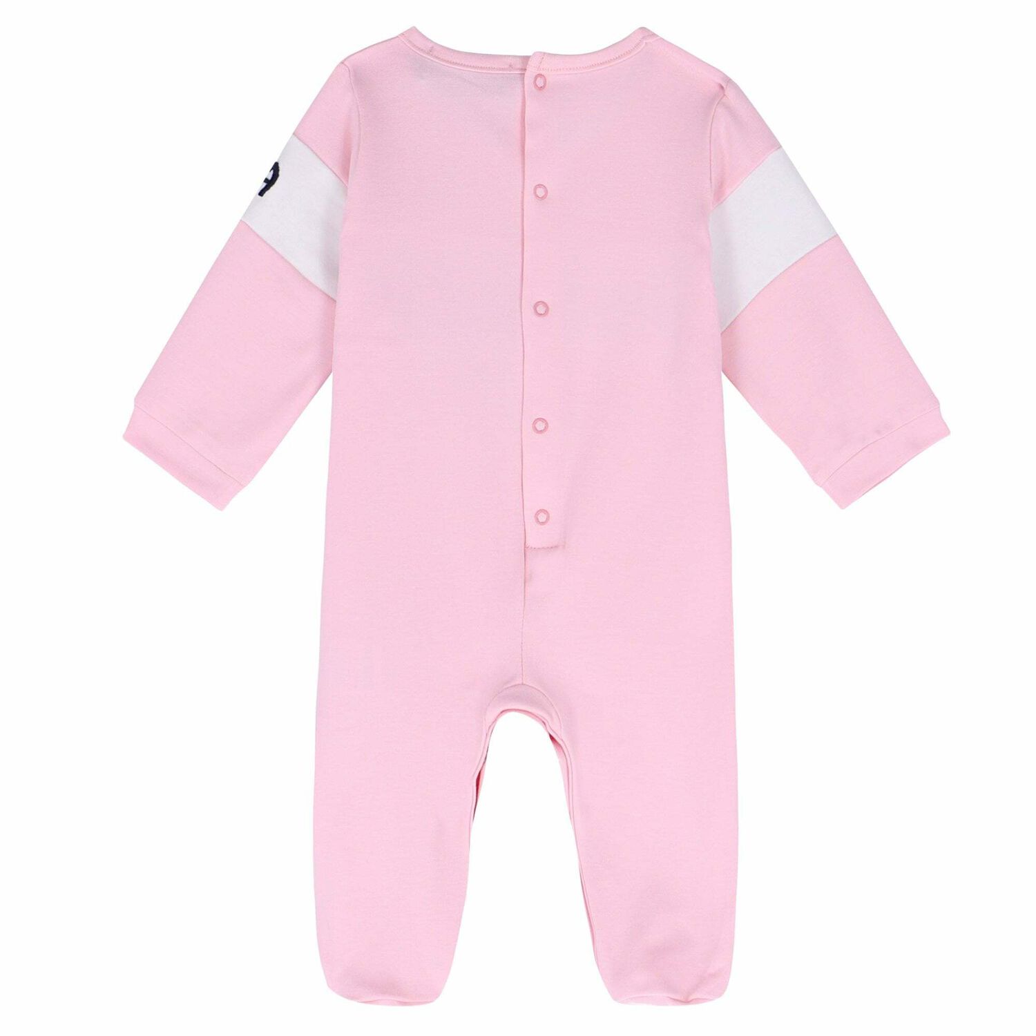 Girls Pink & White Logo Babygrow, 2, hi-res