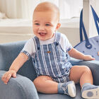 Baby Boys Blue & White Dungaree Set, 2, hi-res